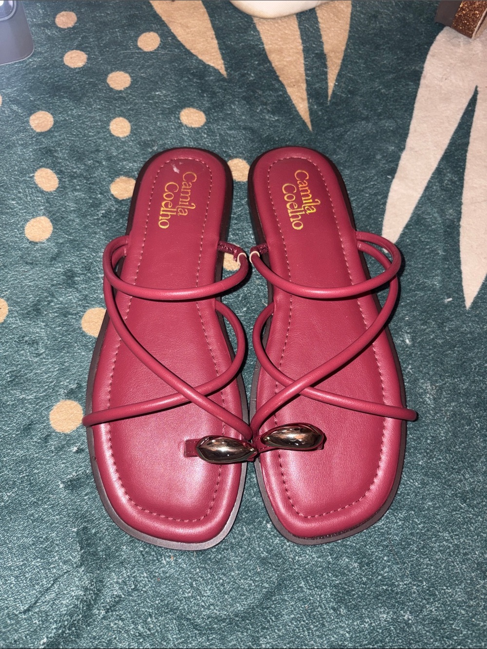 Camila Coelho Berry Pink Strappy Slide Sandals